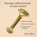 Pierre Gua Sha Éclat Velura™ en jade naturel – Roller visage raffermissant, stimulant la circulation et réduisant poches et ridules