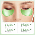 Femme souriante appliquant des patchs yeux à l’aloe vera et collagène Velura, soin hydratant et éclat du regard.