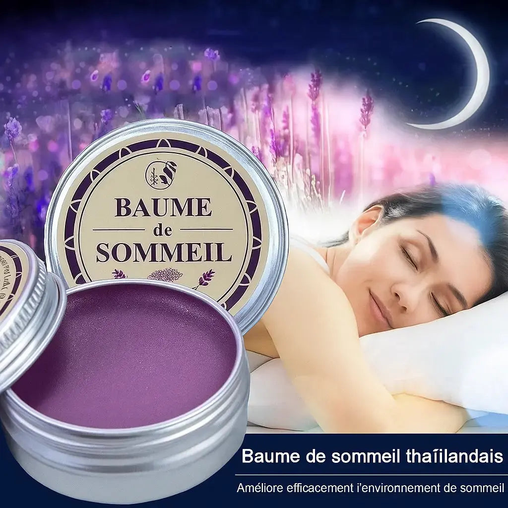 Baume apaisant pour favoriser l’endormissement, packaging minimaliste et élégant.