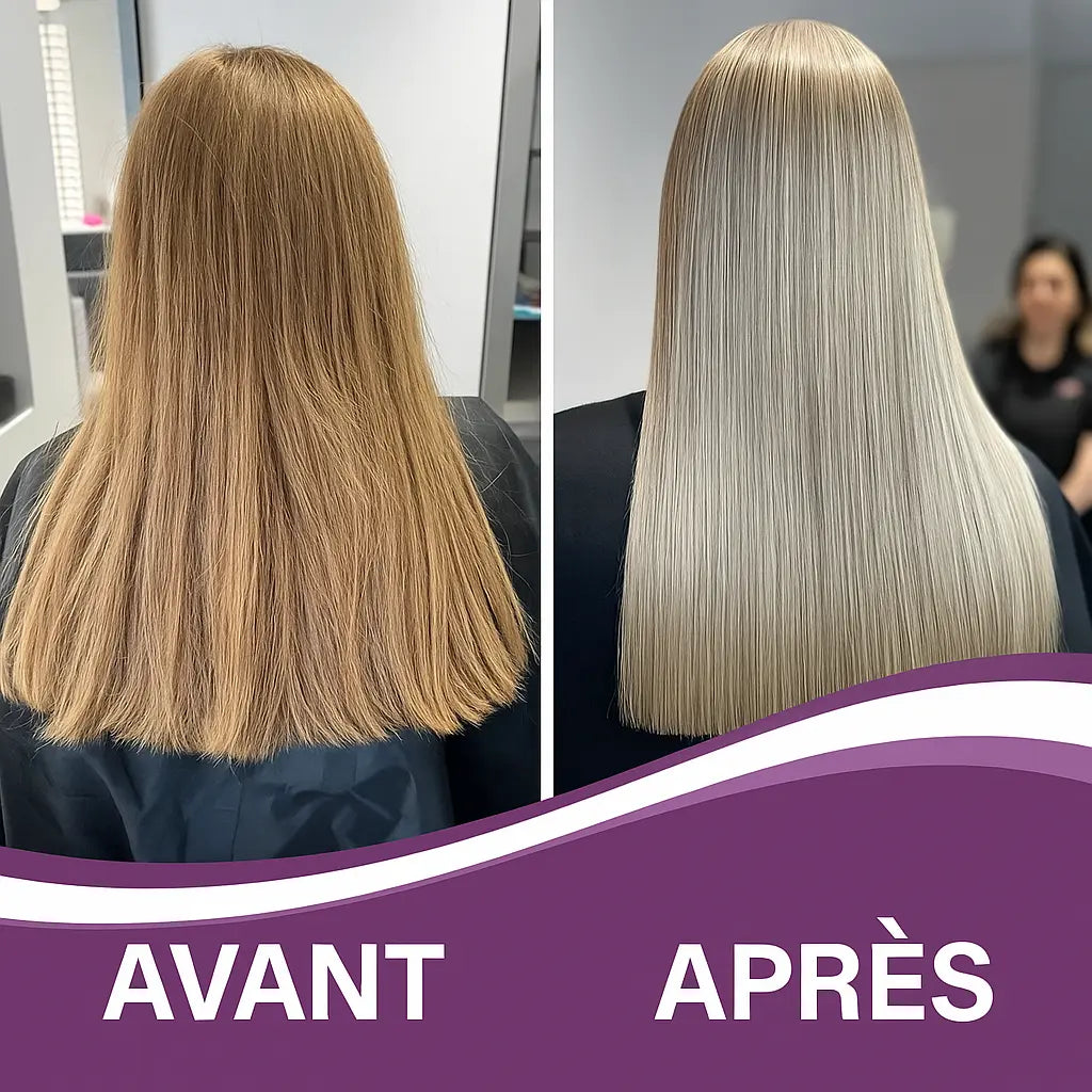 Masque Violet Professionnel Karseell™ – formule démêlante qui élimine les tons jaunes, répare les pointes fourchues et protège la couleur des cheveux blonds et gris.